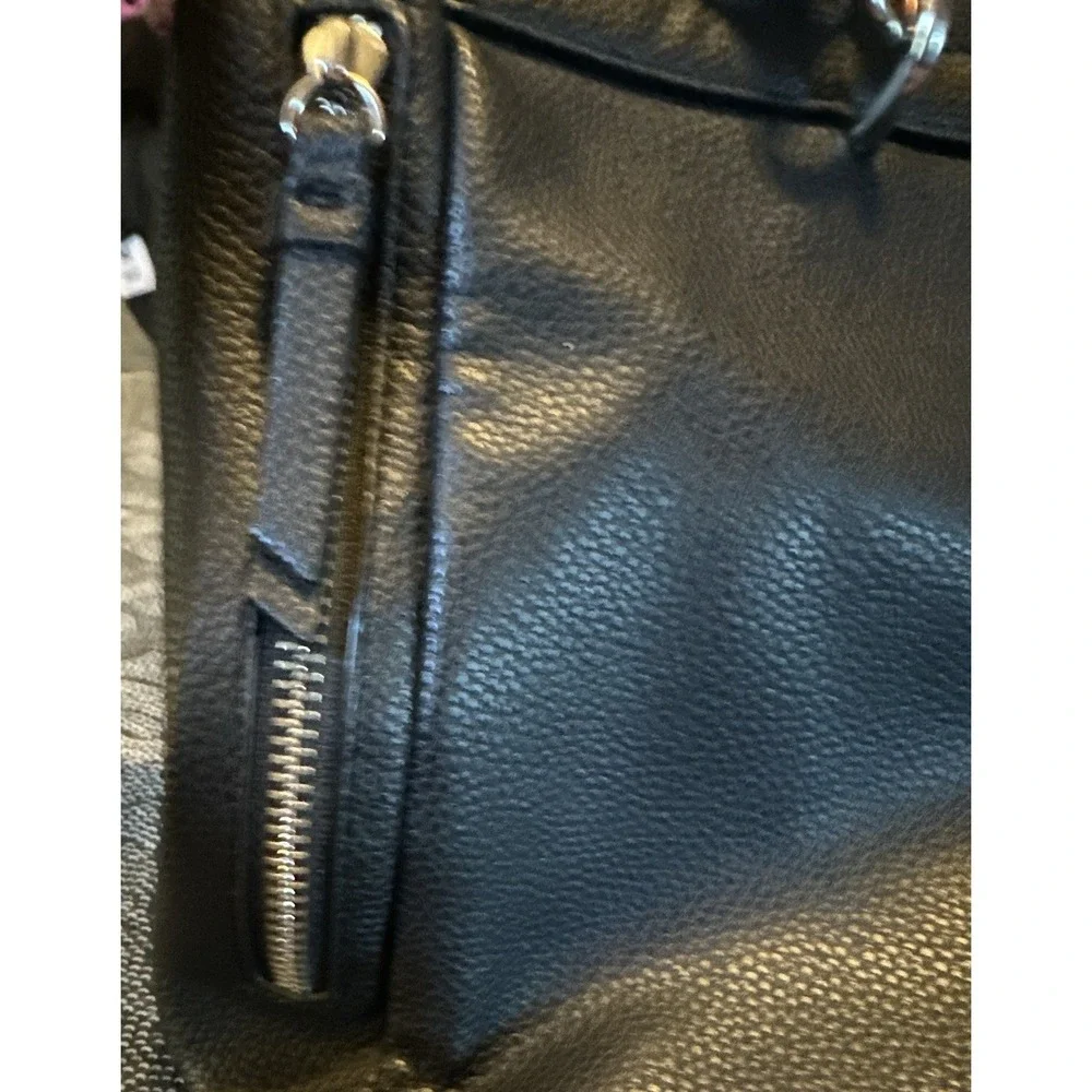 Dana Buchman Black Pebbled Satchel Double Handles Mobwife 2nd A pockets D Ring